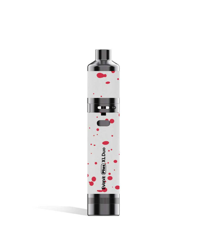 White Red Spatter Wulf Mods Evolve Plus XL Duo 2-in-1 Kit Wax Pen Front View on White Background