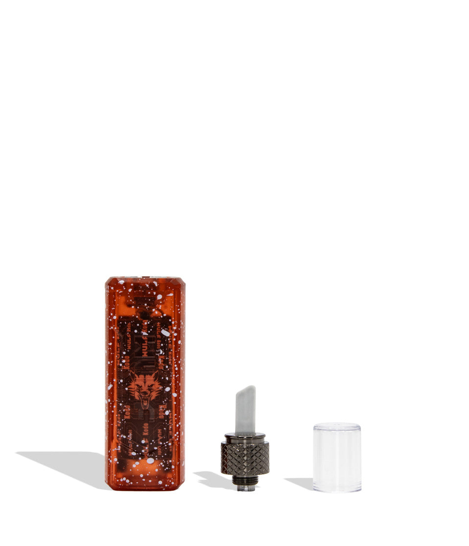 Wulf Mods Kodo X-Ray Knife Kit on a white background with a soft shadow in front view in crimson color disassembled