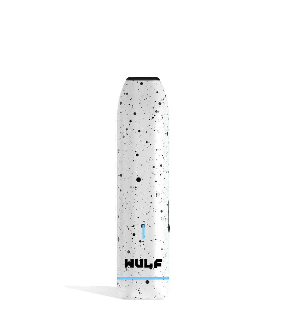 White Black Spatter Wulf Mods LX Slim Portable Dry Herb Vaporizer on white background