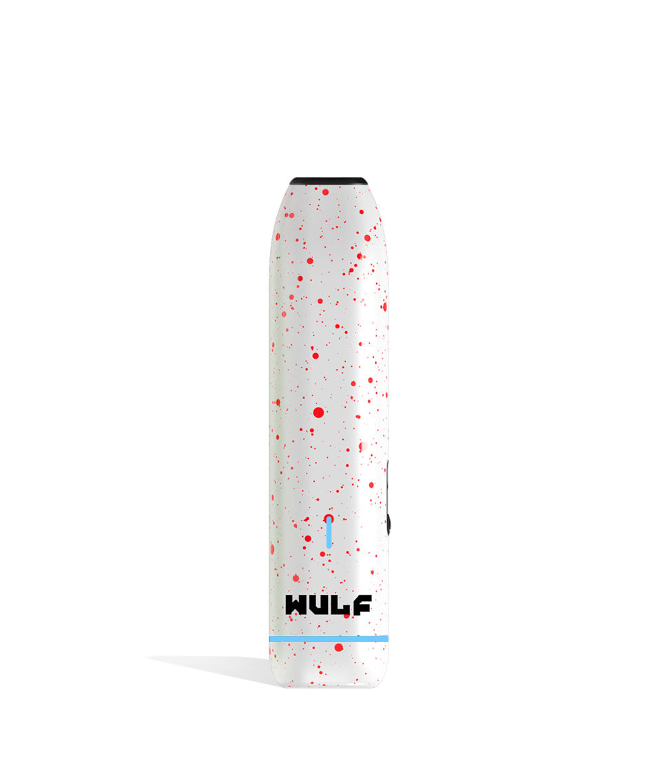 White Red Spatter Wulf Mods LX Slim Portable Dry Herb Vaporizer on white background