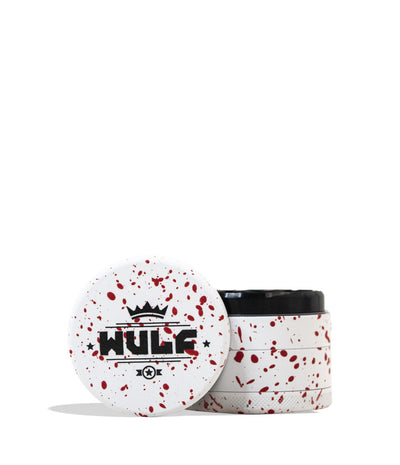 White Red Spatter Wulf Mods 4pc 50mm Spatter Grinder Front View on White Background