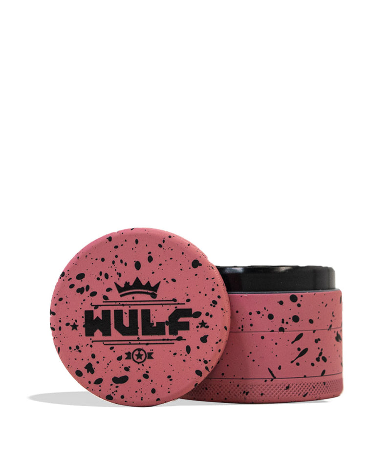 Pink Black Spatter Wulf Mods 4pc 65mm Spatter Grinder Front View on White Background