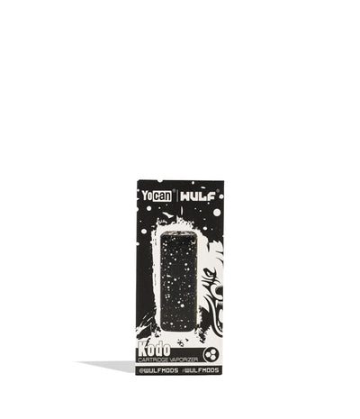 Black White Spatter Wulf Mods KODO Cartridge Vaporizer Packaging Front View on White Background