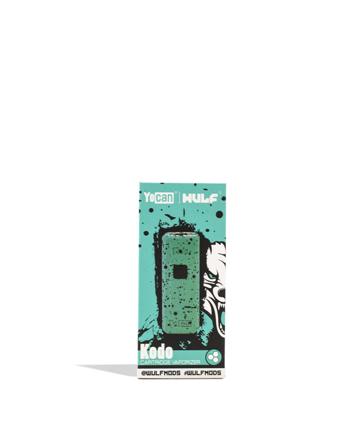 Teal Black Spatter Wulf Mods KODO Cartridge Vaporizer Packaging Front View on White Background