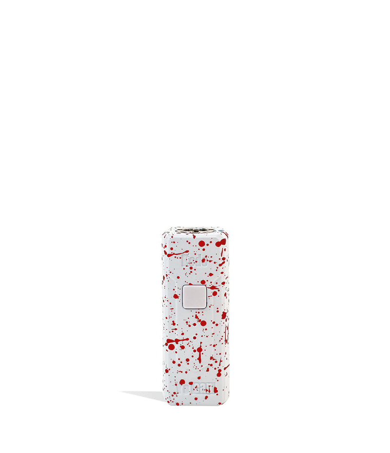 White Red Spatter Wulf Mods KODO Cartridge Vaporizer Front View on White Background