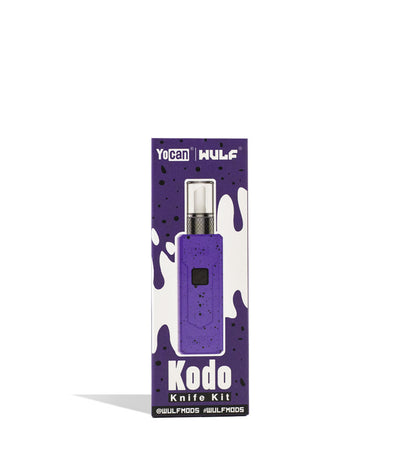 Purple Black Spatter Wulf Mods KODO Hot Knife Packaging Front View on White Background