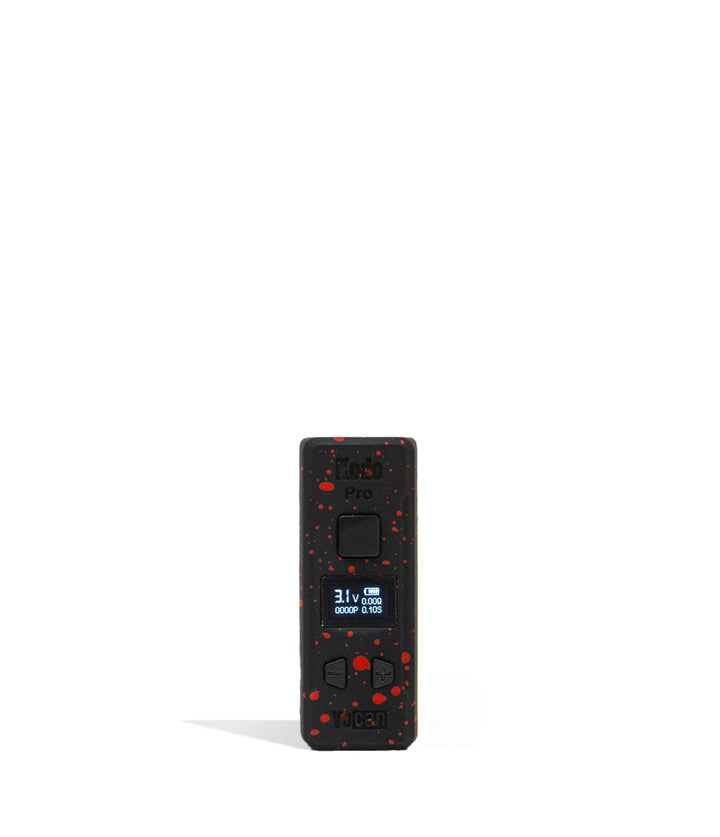 Black Red Spatter Wulf Mods KODO Pro Cartridge Vaporizer Front View on White Background