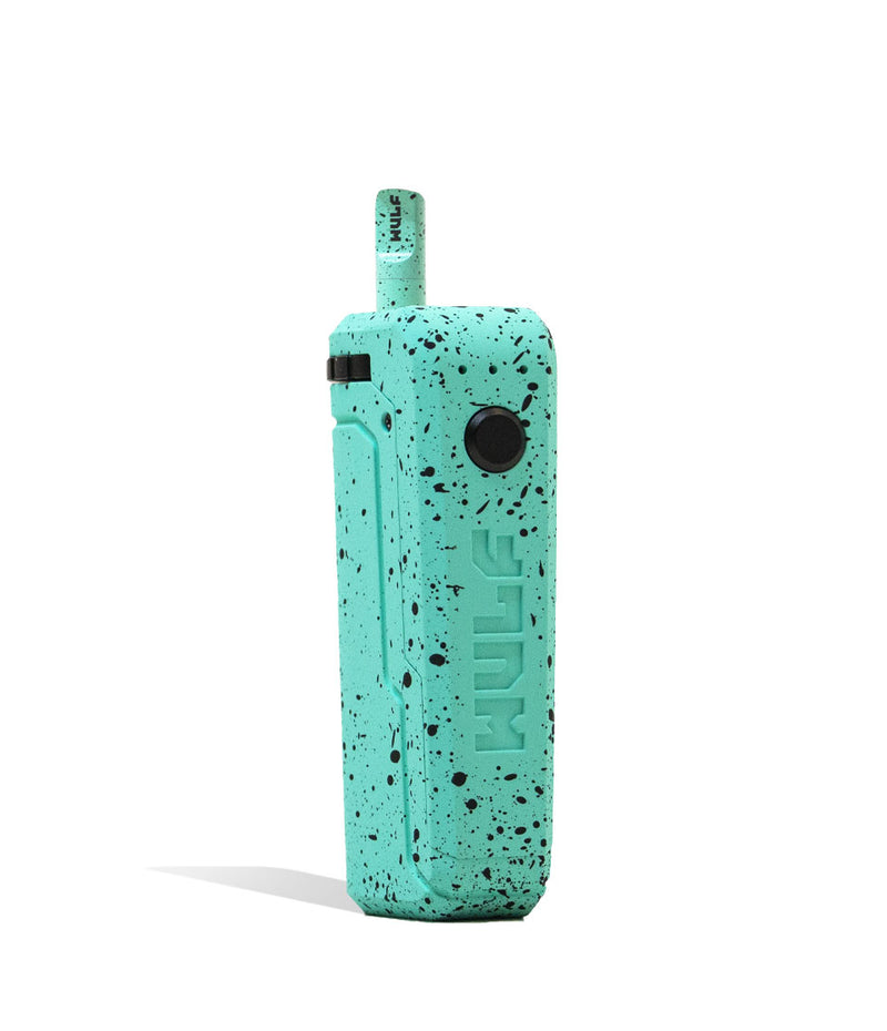 Teal Black Spatter Wulf Mods UNI Max Concentrate Kit Vaporizer With Tank Front View on White Background