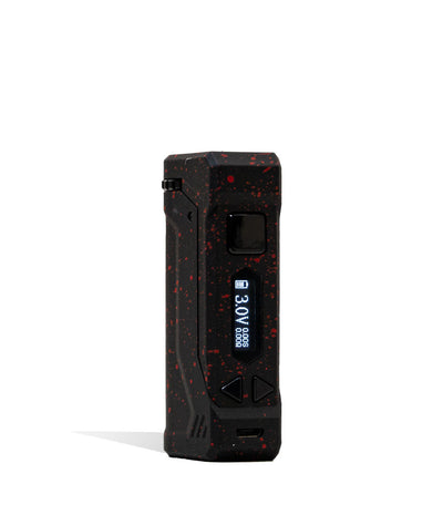 Black Red Spatter Wulf Mods UNI Pro Max Concentrate Kit Vaporizer Front View on White Background