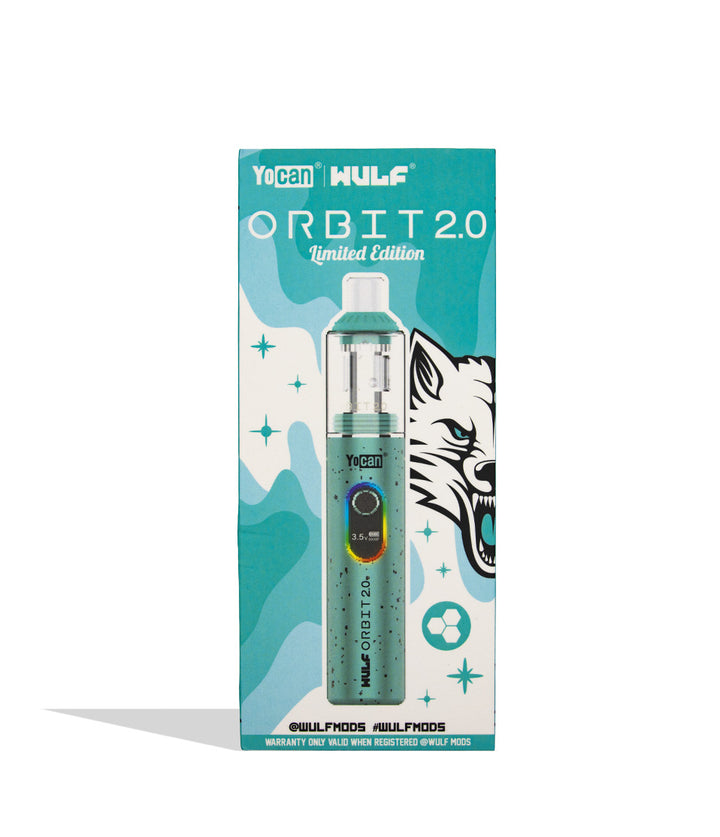 box front Wulf Mods Orbit 2.0 in teal color on white background