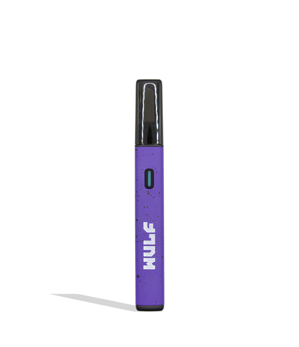 Wulf Slyce hot knife dab tool in purple black spatter on white background