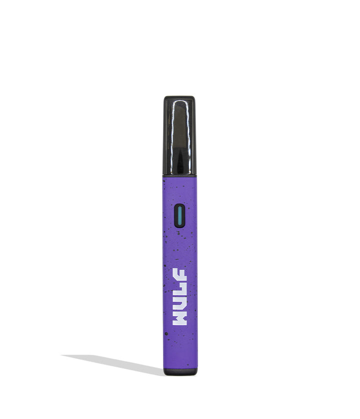 Wulf Slyce hot knife dab tool in purple black spatter on white background