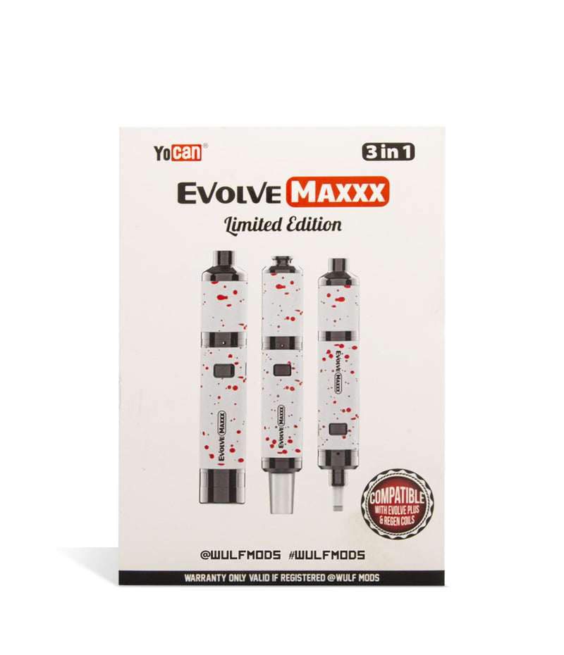 White Red Spatter Wulf Mods Evolve Maxxx 3 in 1 Kit Packaging on White Background