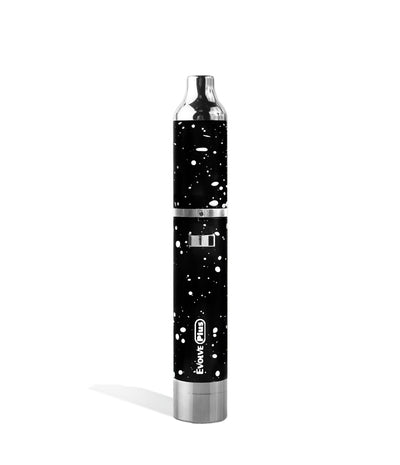 Black White Spatter Wulf Mods Evolve Plus Concentrate Vaporizer Front View on White Background