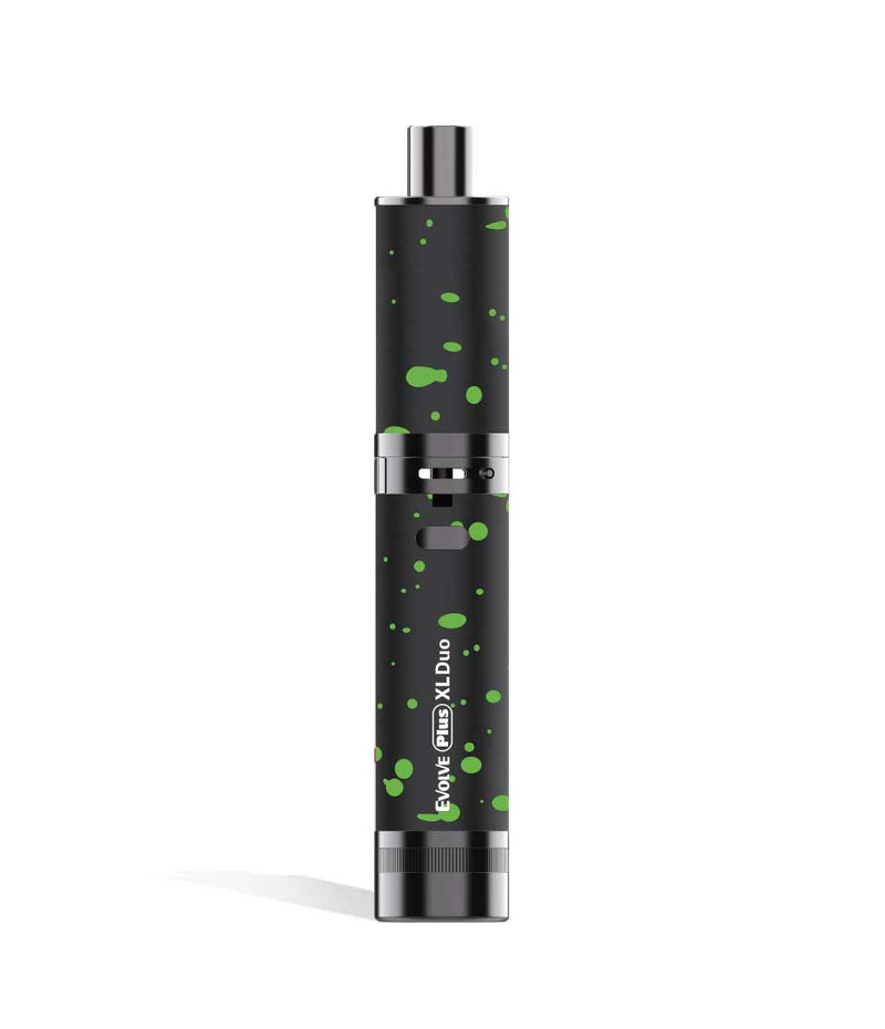 Black Green Spatter Wulf Mods Evolve Plus XL Duo 2-in-1 Kit Dry Herb Front View on White Background