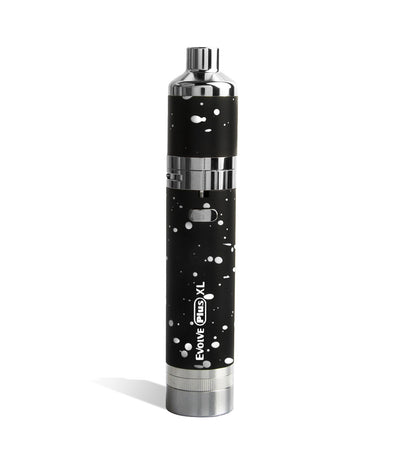 Black White Spatter Wulf Mods Evolve Plus XL Concentrate Vaporizer Front View on White Background