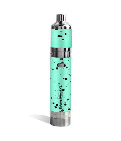 Teal Black Spatter Wulf Mods Evolve Plus XL Concentrate Vaporizer Front View on White Background