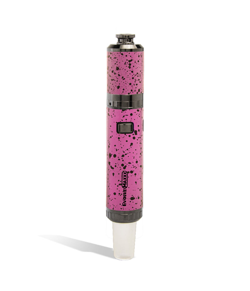 Pink Black Spatter Wulf Mods Evolve Maxxx 3 in 1 Kit Dab Rig Front View on White Background