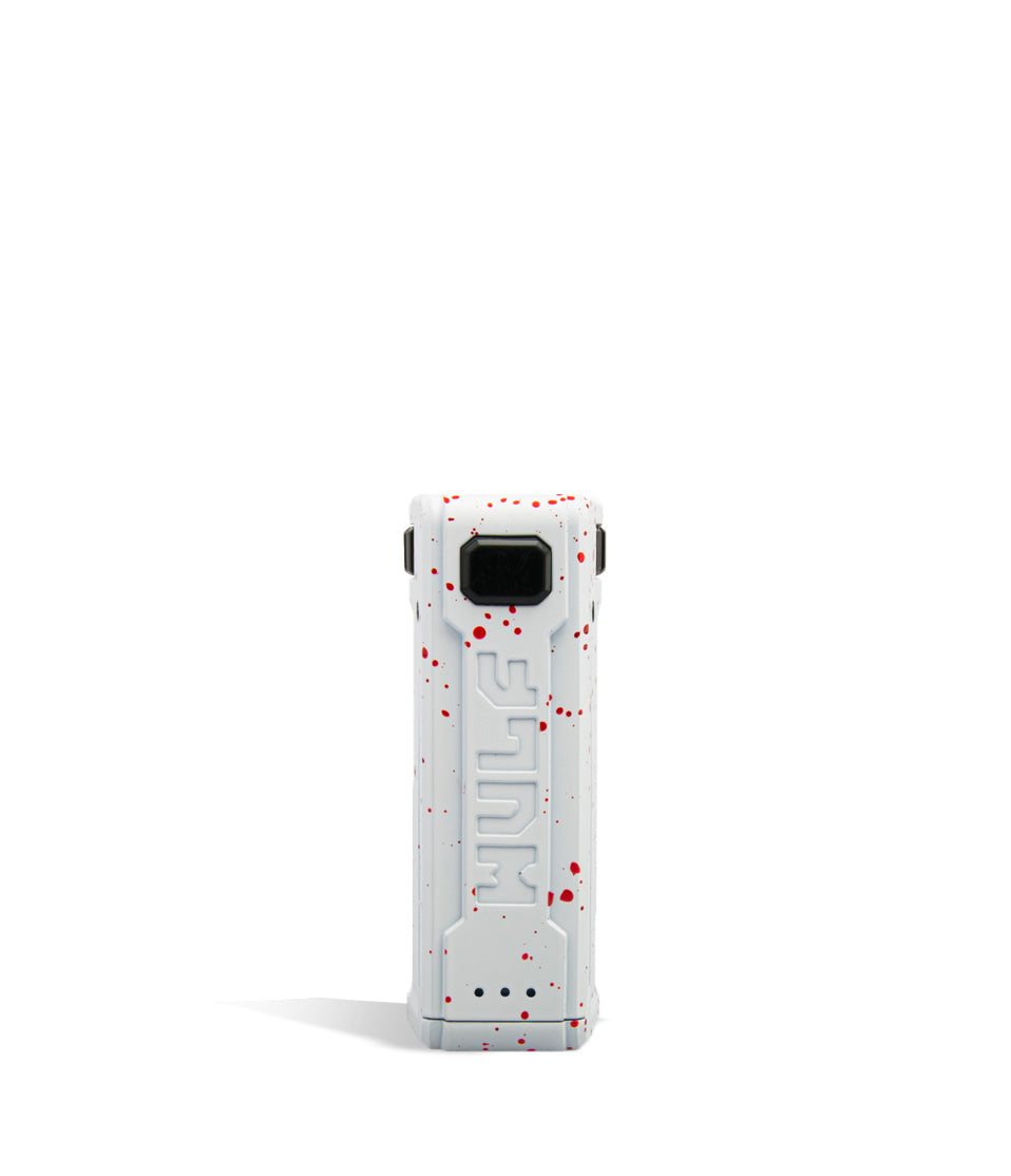 White Red Spatter Wulf Mods UNI S Face View Adjustable Cartridge Vaporizer on White Background