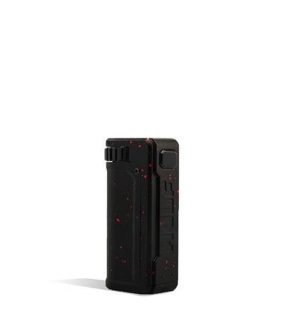 Black Red Spatter Wulf Mods UNI S Adjustable Cartridge Vaporizer Front View on White Background