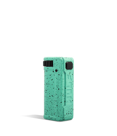 Teal Black Spatter Wulf Mods UNI S Adjustable Cartridge Vaporizer Front View on White Background