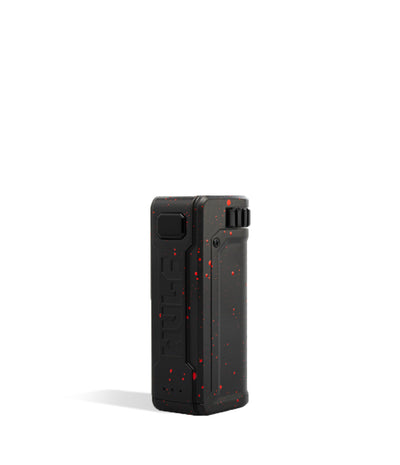 Black Red Spatter Wulf Mods UNI S Adjustable Cartridge Vaporizer Side View on White Background