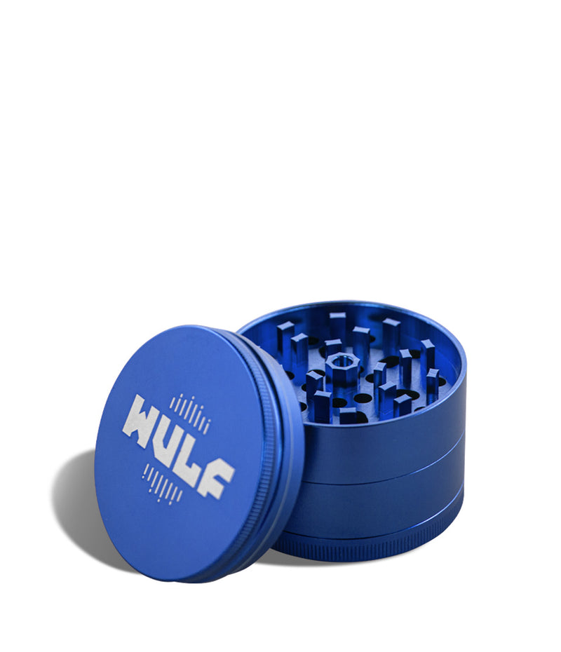 Blue Wulf Mods 65mm 4pc Grinder Above View on White Background