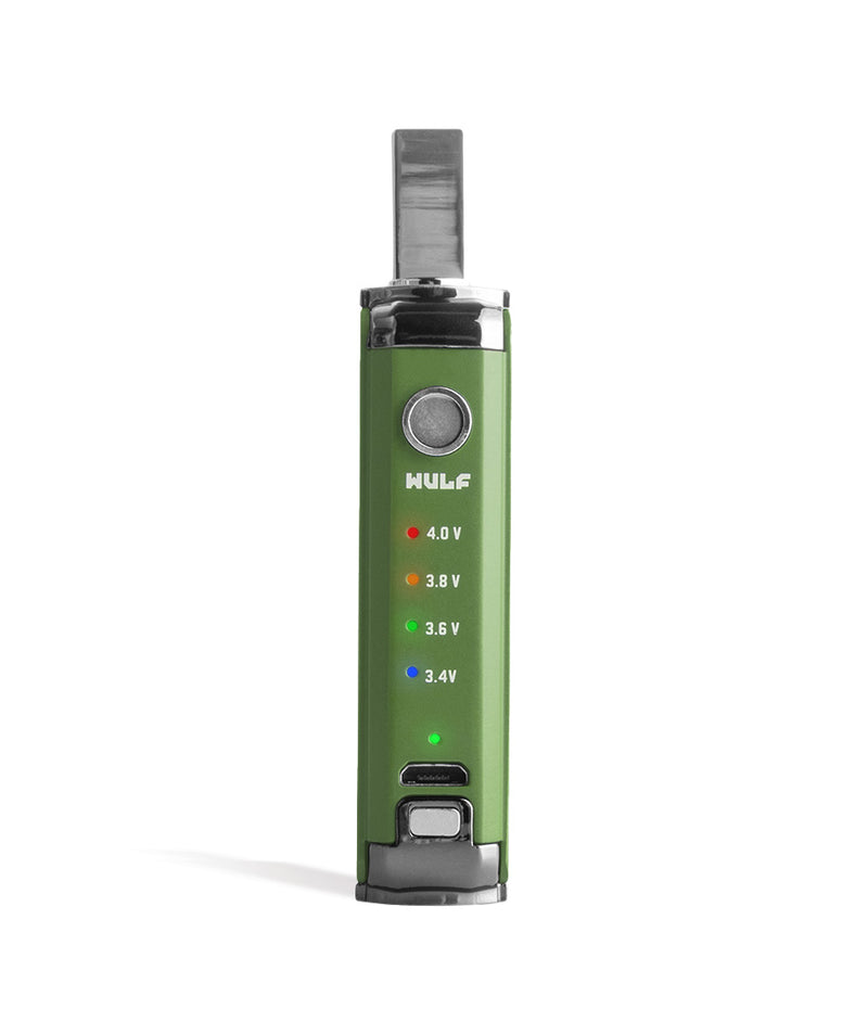 Green Wulf Mods Duo 2 in 1 Cartridge Vaporizer Face View on White Background