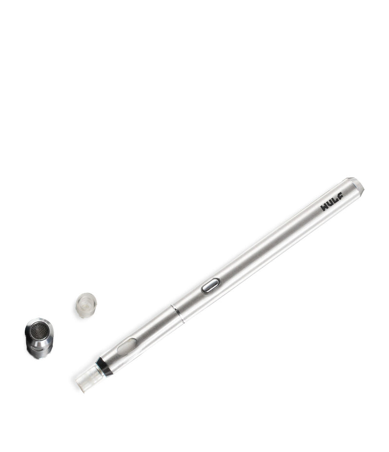 Silver Wulf Mods SLK Concentrate Vape Pen Kit Above View with Tank Apart on White Background
