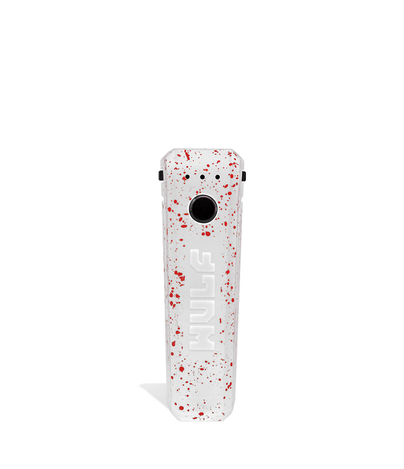 White Red Spatter Wulf Mods UNI Adjustable Cartridge Vaporizer Face View on White Background