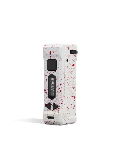 White Red Spatter Wulf Mods UNI Pro Adjustable Cartridge Vaporizer Front 2 View on White Background