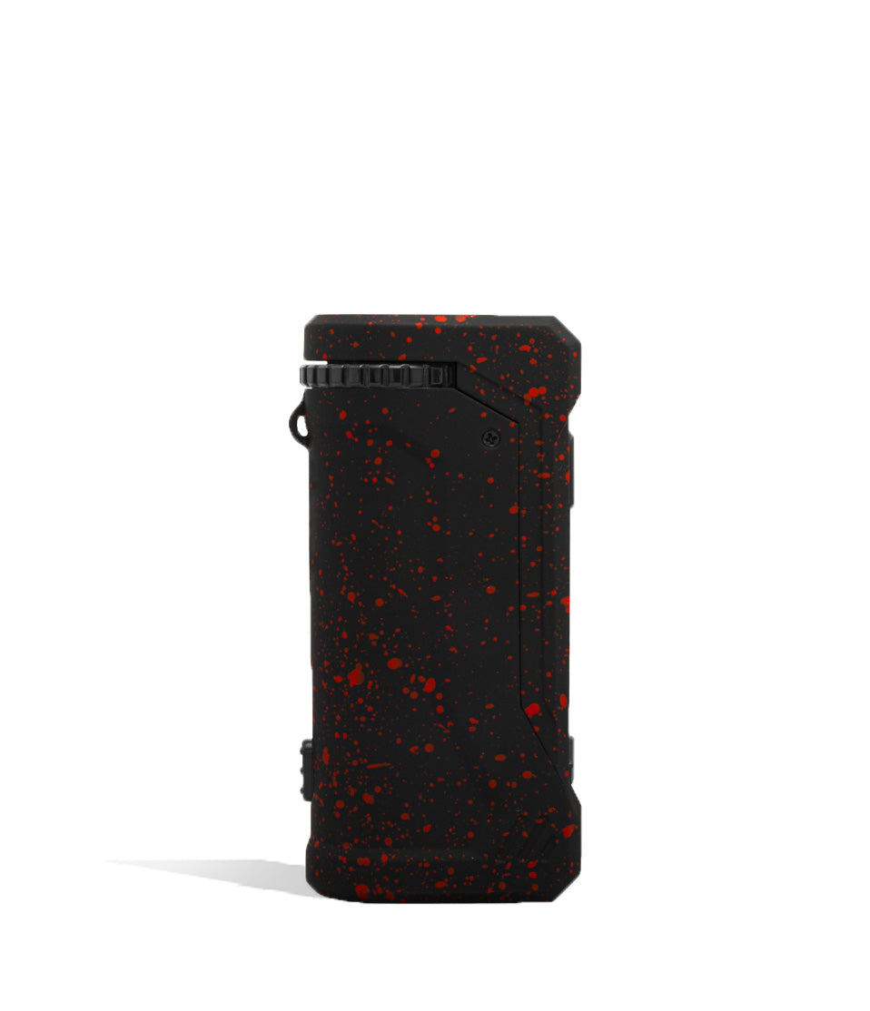 Black Red Spatter Wulf Mods UNI Pro Adjustable Cartridge Vaporizer Side View on White Background