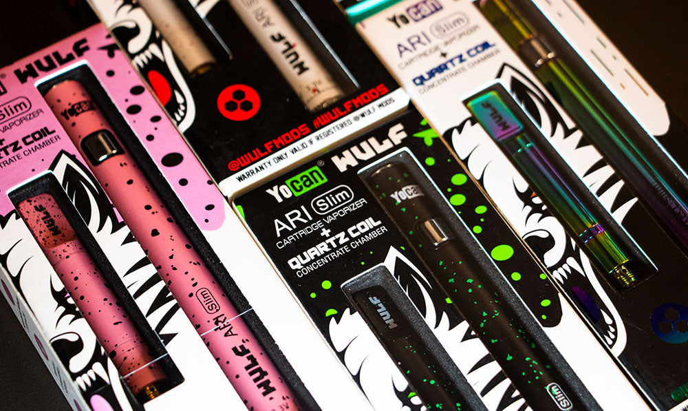 WULF Ari Slim concentrate straws in several colours with retail packaging
