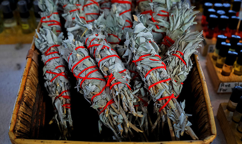 traditional Native American Indian ritual white sage smudge sticks