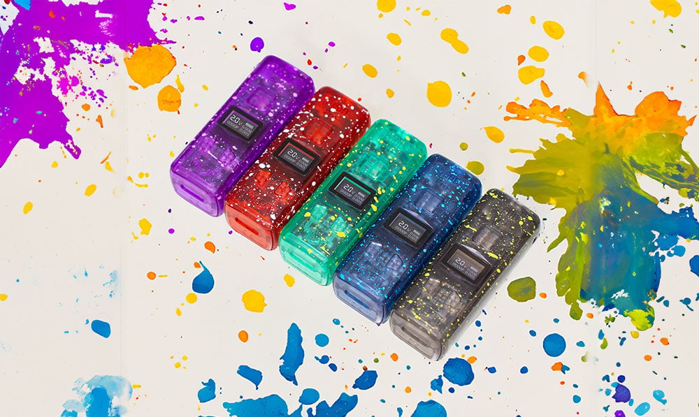 X-Ray Kodo Pro units resting on white surface with colorful paint splatters nearby