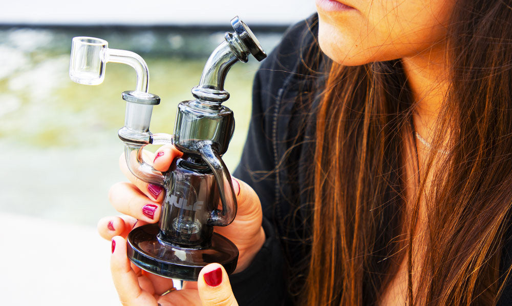Woman holding Wulf Alpha at a park