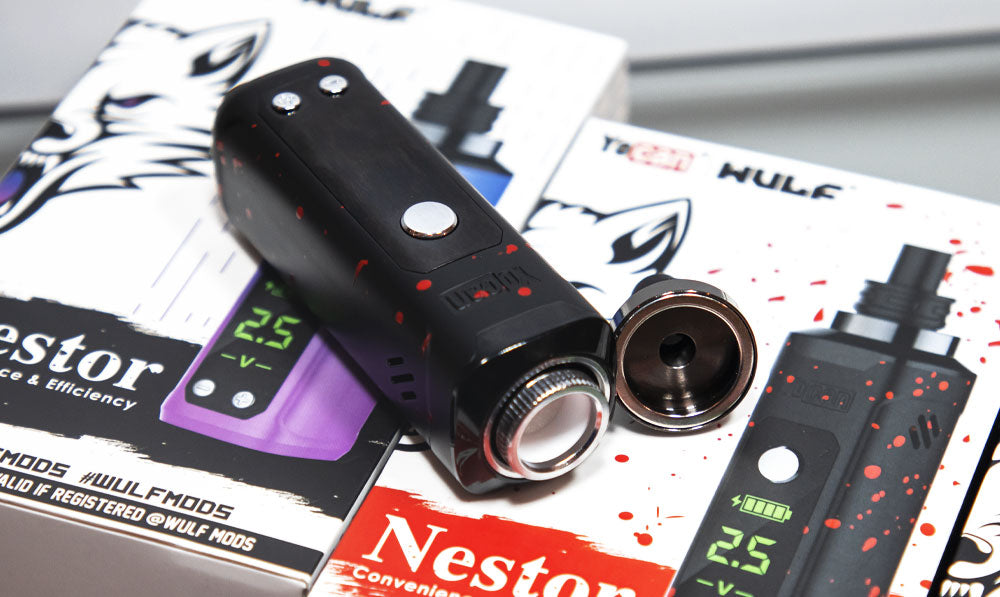 Wulf Nestor resting with mouthpiece apart on top of packaging