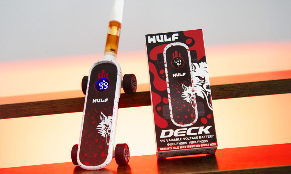 Wulf Deck on wooden surface with bright red lighting
