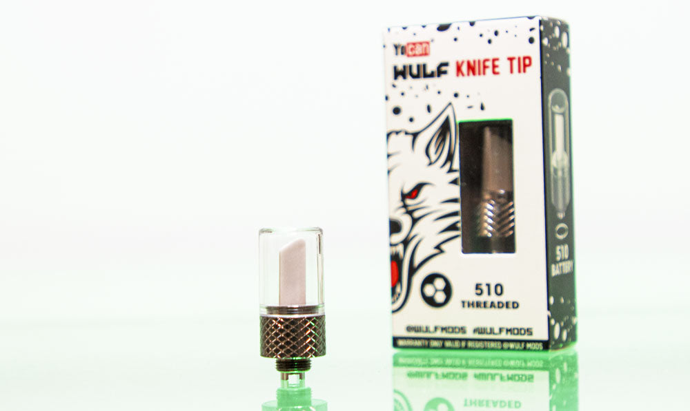 WULF 510 threaded knife tip standing beside its packaging