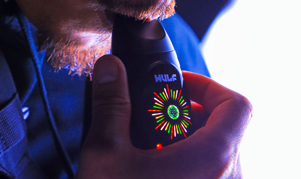 Man vaping with Wulf Faze in front of bright background
