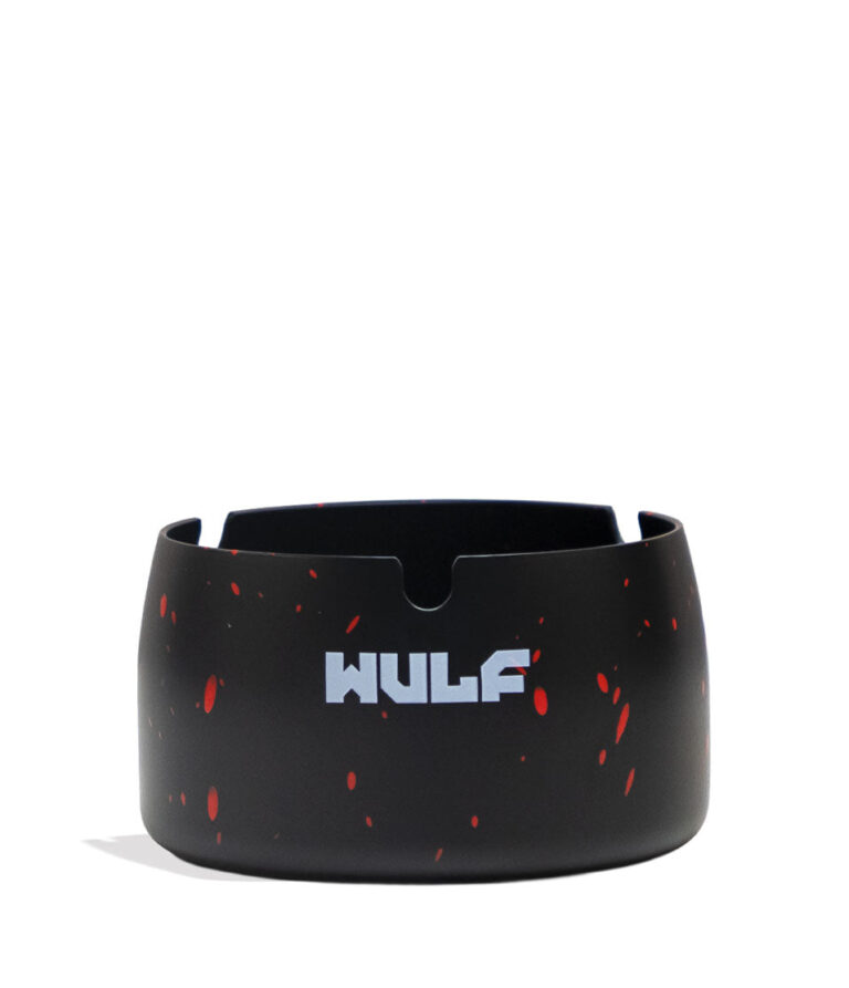 Black Red Spatter Wulf Mods Cache Ashtray Front View on White Background