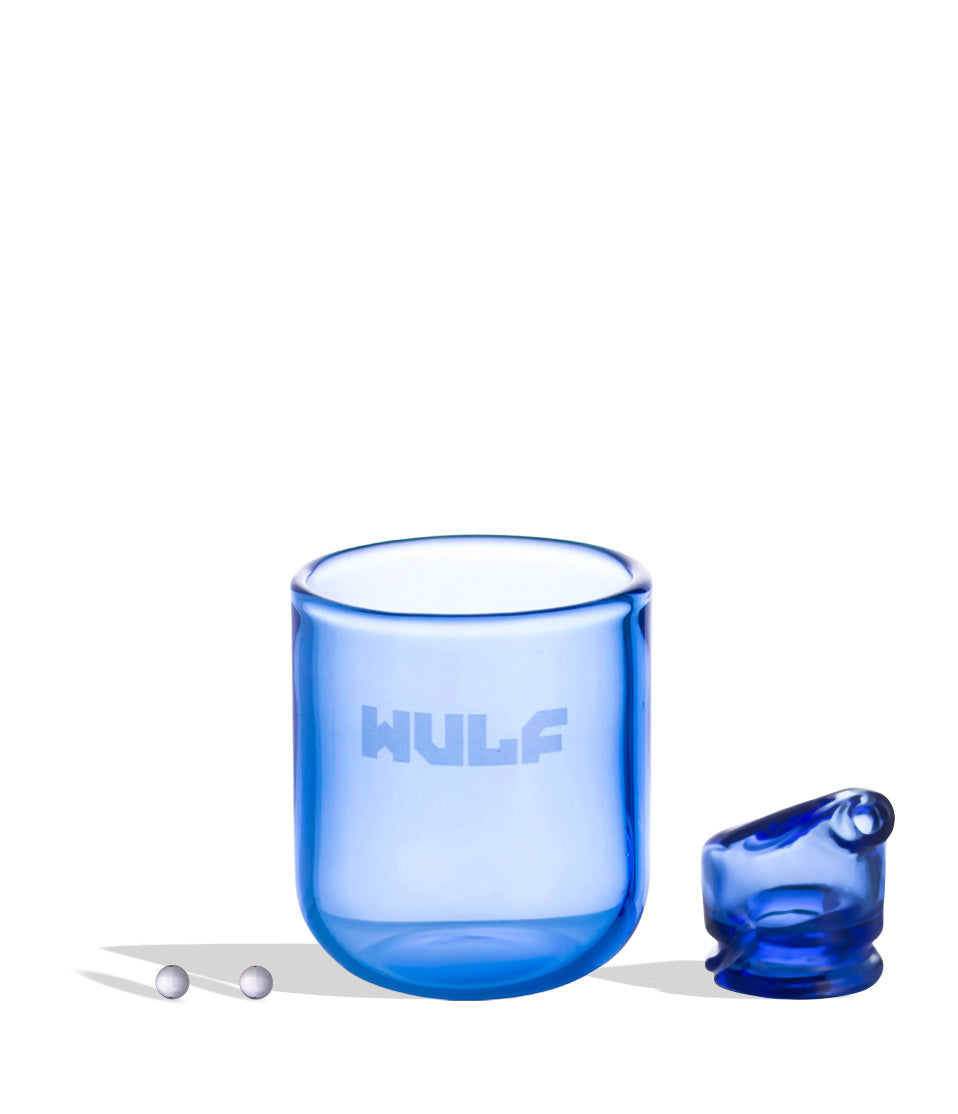WULF Nest Puffco Proxy core attachment kit in blue, with the glass cup, carb cap and dab tools