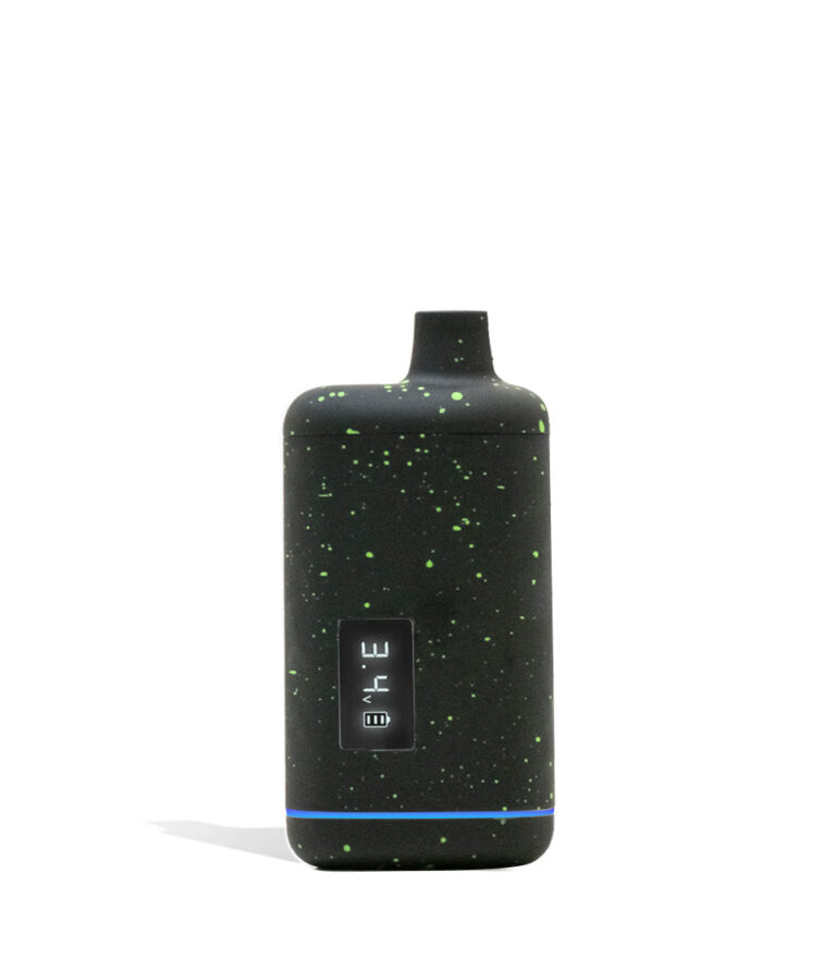 Black Green Spatter Wulf Mods Recon 510 Thread Battery Front View on White Background