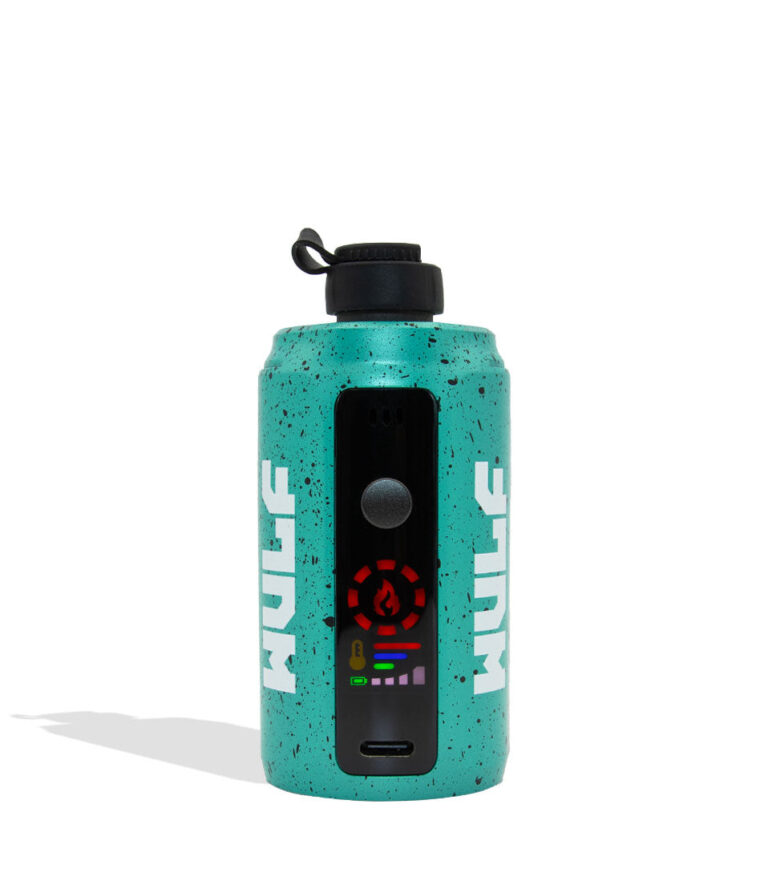 Teal Black Spatter Wulf Mods Growler Electronic Dab Rig front view on white background