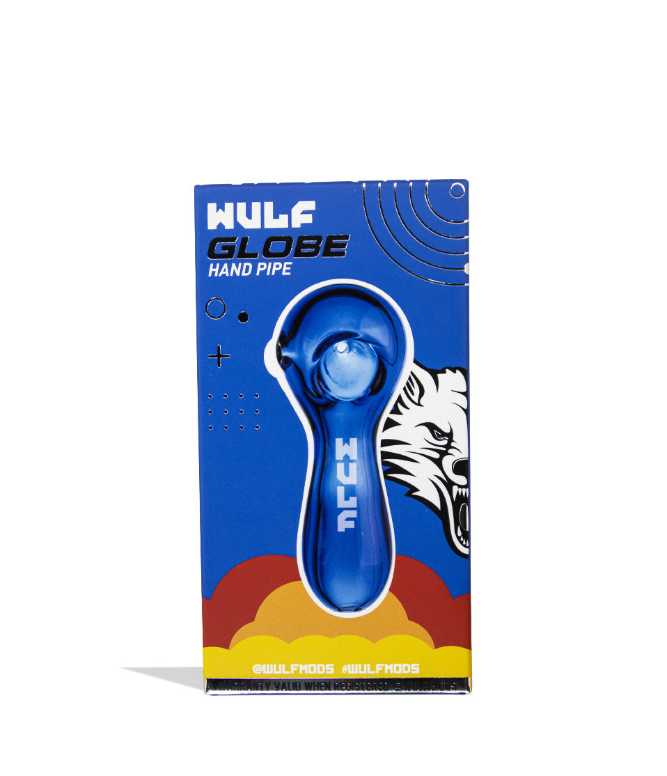 Blue Wulf Mods Globe Hand Pipe Front Packaging View on White Background