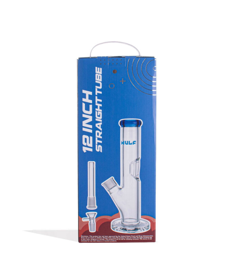 Blue Wulf Mods 7mm 12inch Straight Water Pipe Packaging Back View on White Background