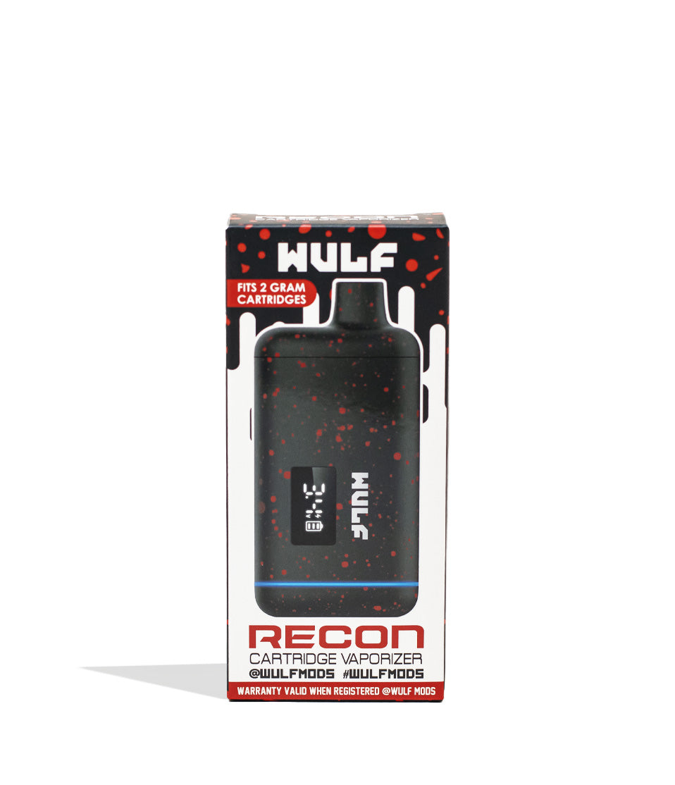 Black Red Spatter Wulf Mods Recon 510 Thread Battery Packaging Front View on White Background
