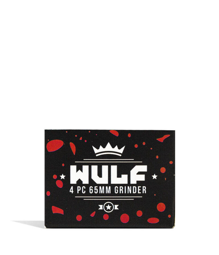 Black Red Spatter Wulf Mods 4pc 65mm Spatter Grinder packaging on white background