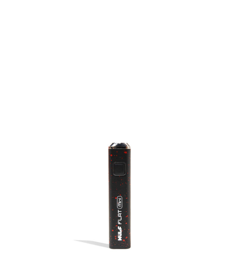 Black Red Spatter Wulf Mods Flat Mini Cartridge Battery on white background