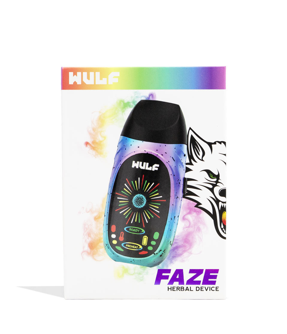 Full Color Wulf Mods Faze Portable Dry Herb Vaporizer Packaging Front View on White Background
